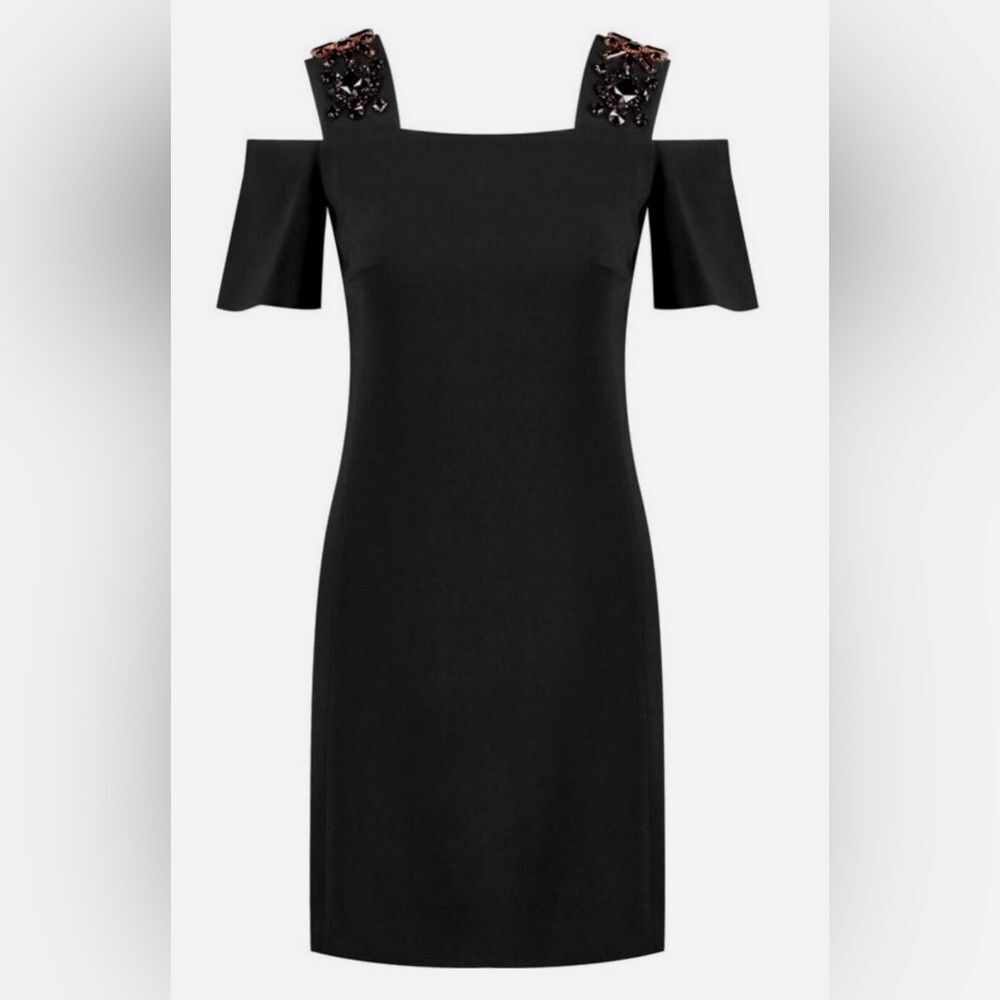 Emilio Pucci Elegant Black embellished Mini cold shoulder Dress, US6